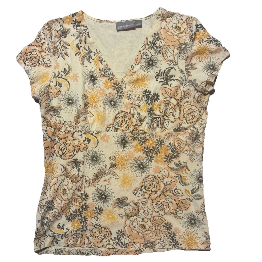 Womens Small Babydoll  Floral Top Stretchy Fairycore  Whimsical Y2K